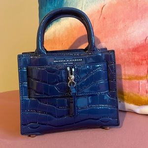 Authentic Kuei bag in navy croc embossed